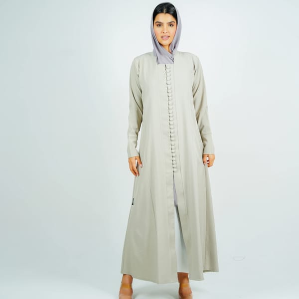 Stylish Abaya With Button Style - Beige