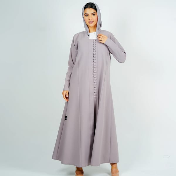 Stylish Abaya With Button Style - Grey