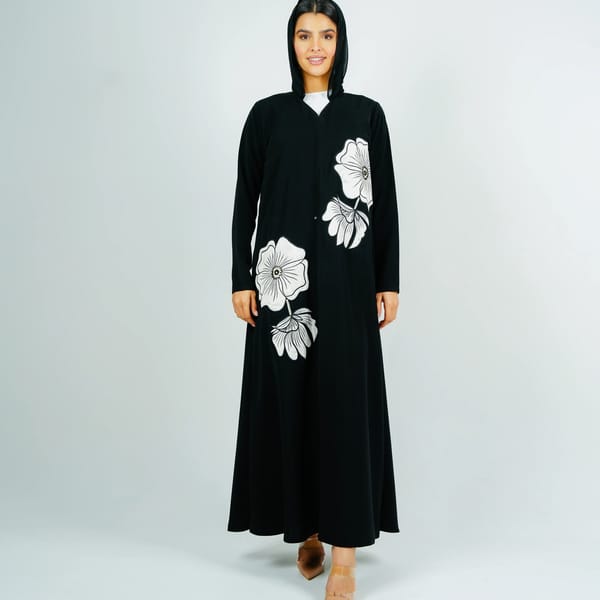 Stylish Abaya With Embroidery Style - Black