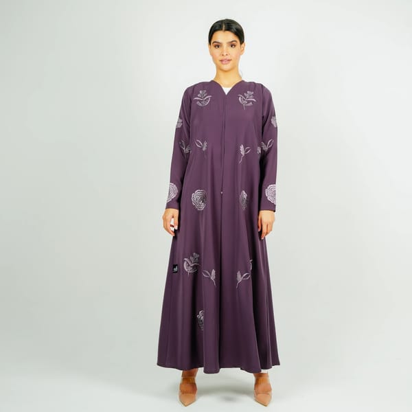 Stylish Abaya With Embroidery Style - Purple