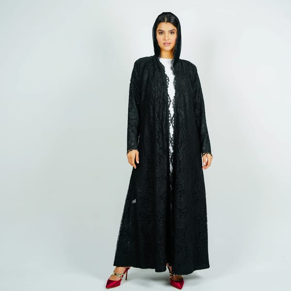 Stylish Dantil Abaya - Black