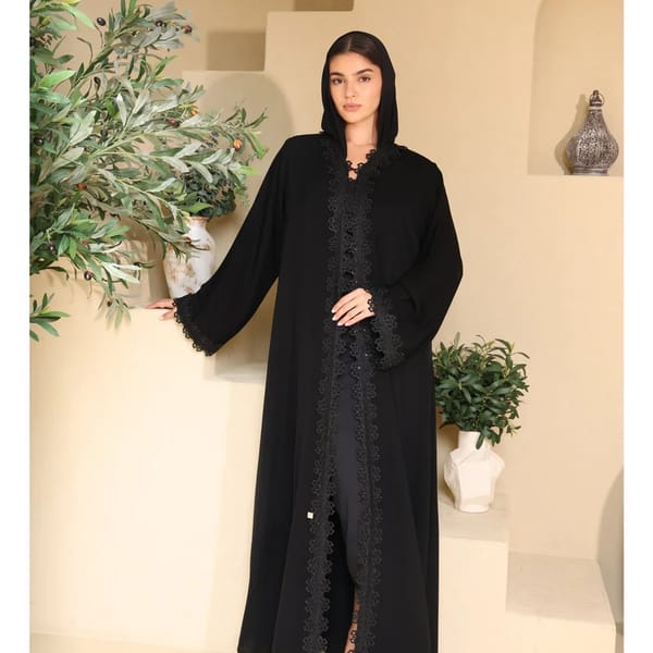 Obsidian Royale Lace-Front Abaya ABY1247