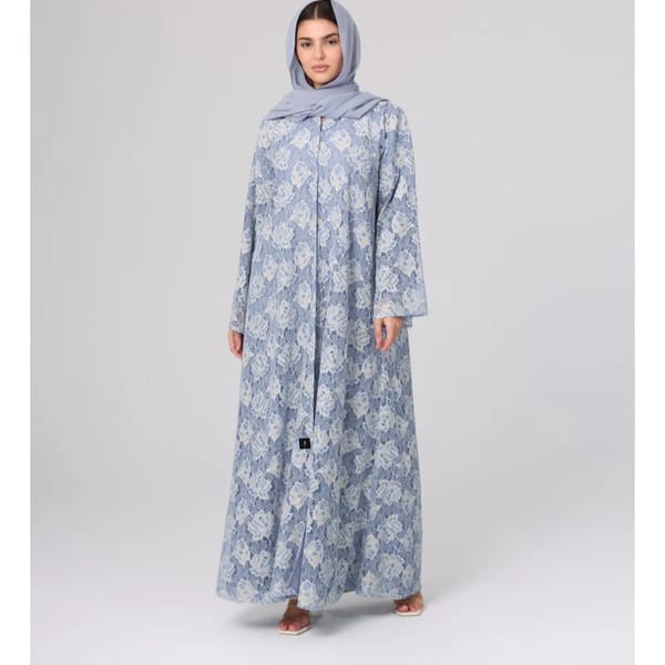 Floral Lace Design Layered Colored Abaya ABY1128