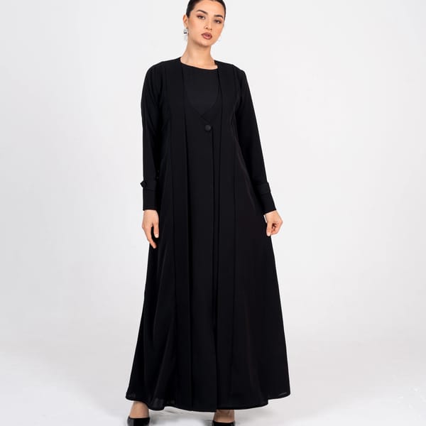 Blazer Abaya With Button Style and Wide Neck