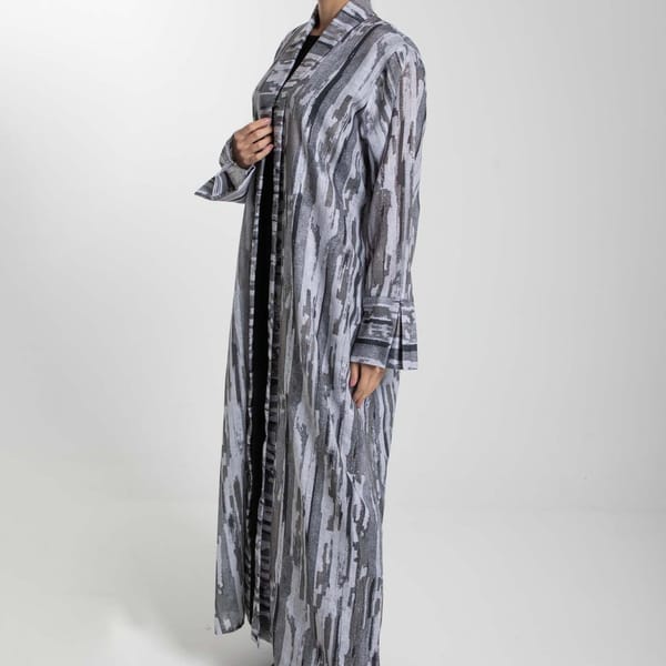 Front Open Camouflage Linen Abaya