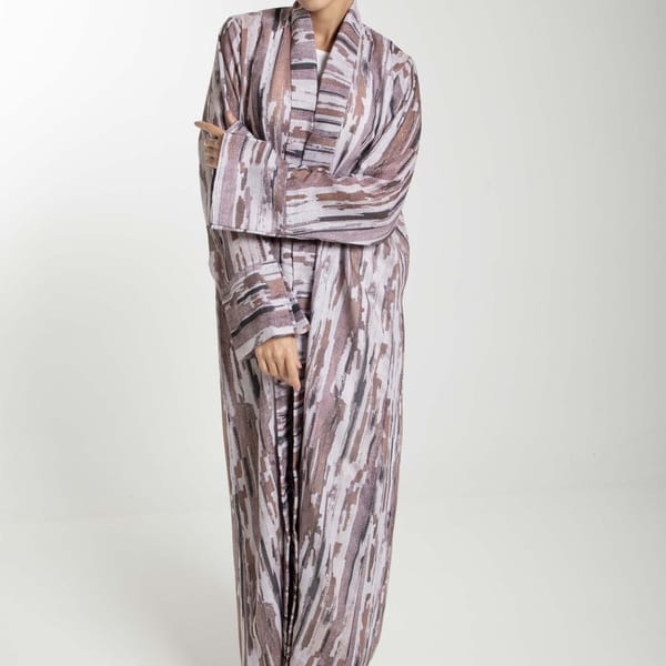 Front Open Camouflage Linen Abaya