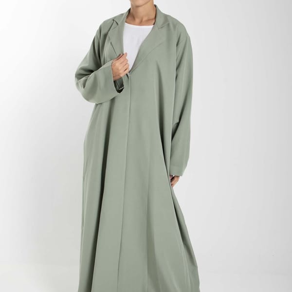 Green Barbie Crepe Abaya with Matching Sheila for Office and Meetings