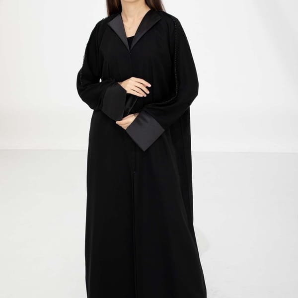 Elegant Black Lapel Abaya - Perfect for Office & Meetings