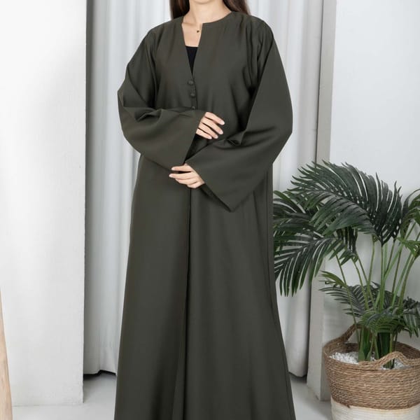 Dark Green Barbie Crepe Abaya with Matching Sheila