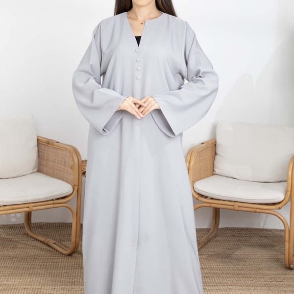 Grey Barbie Crepe Abaya with Sheila