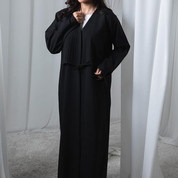 Black Abaya with Bow-Tie Sleeves and Sheila