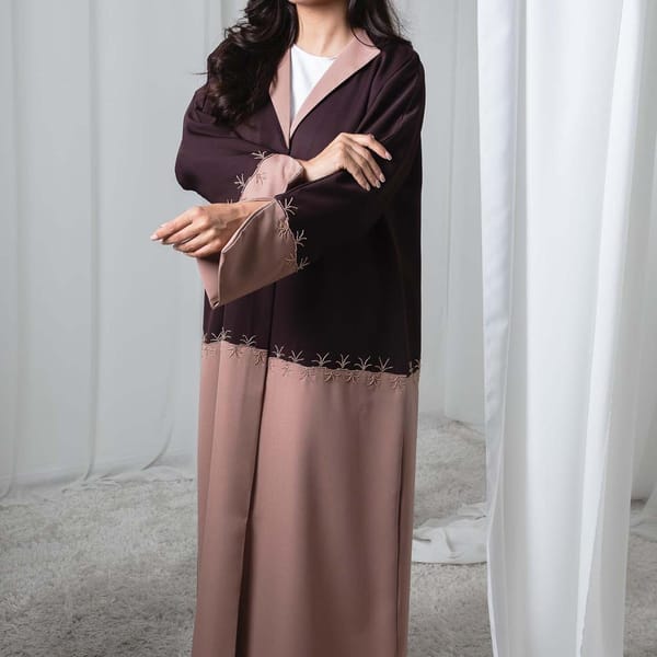 Elegant Two-Tone Embroidered Abaya