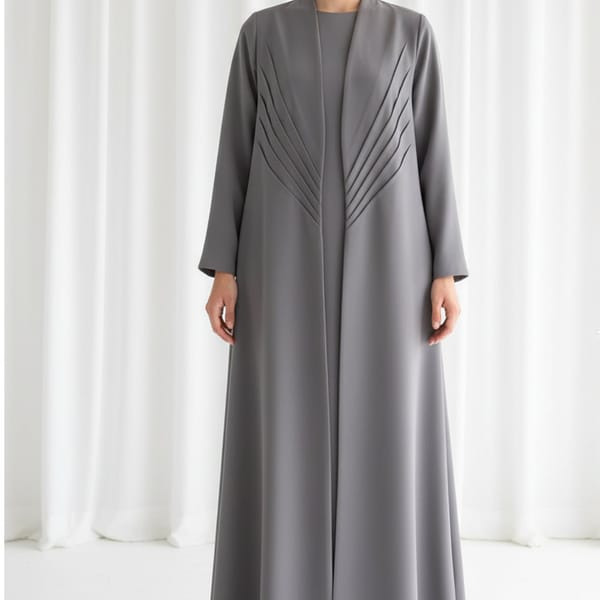 The Sunburst Grey Pleat Abaya