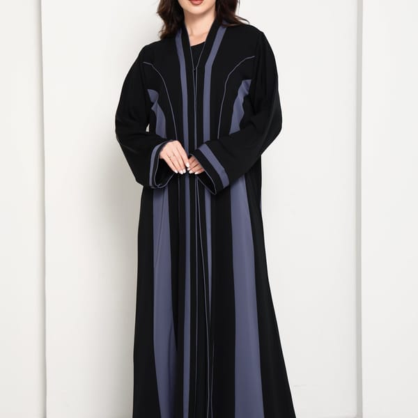 Elegant Two-Tone Contrast Abaya with headscarf