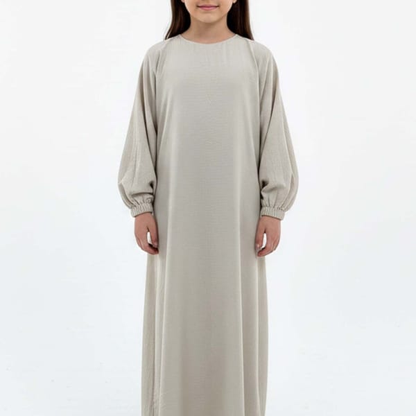 Kids Harir Maqsood Prayer Abaya I Beige
