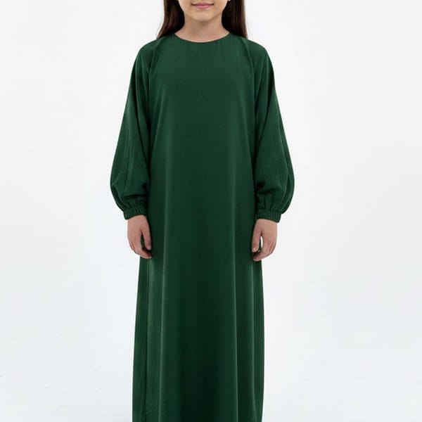 Kids Harir Maqsood Prayer Abaya I Green