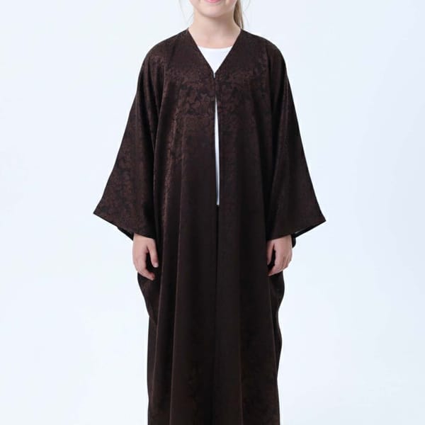 Premium Self Design Silk Kids Abaya - Elegant Islamic Wear for Girls