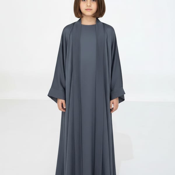 Premium 3-Piece Kids Abaya Set - Lightweight Harir Maqsood Modest Wear for Girls