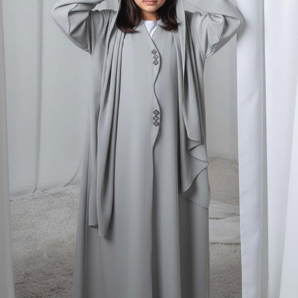 Kids Abaya With Sheila I Elegant Navy Blue Barbie Crepe Modest Wear for Girls