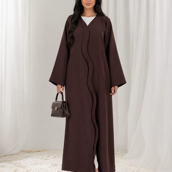 Bridal Satin Wave Abaya – Deep Espresso