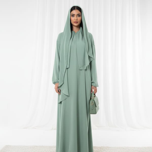 Harir Maqsood Green Prayer Abaya I Attached Hijab Design