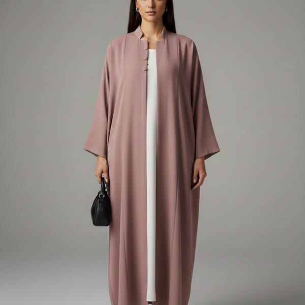 Signature Korean Nida Open Abaya I Minimalist High-Neck Design