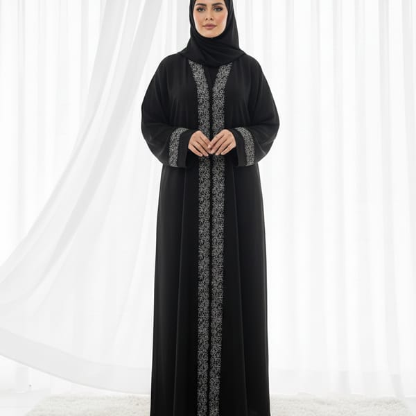 Jet Black Silver Lace Filigree With Headscarf