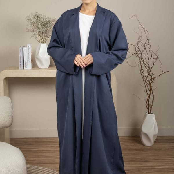 Blue Barbie Crepe Abaya with Matching Sheila for Office and Meetings