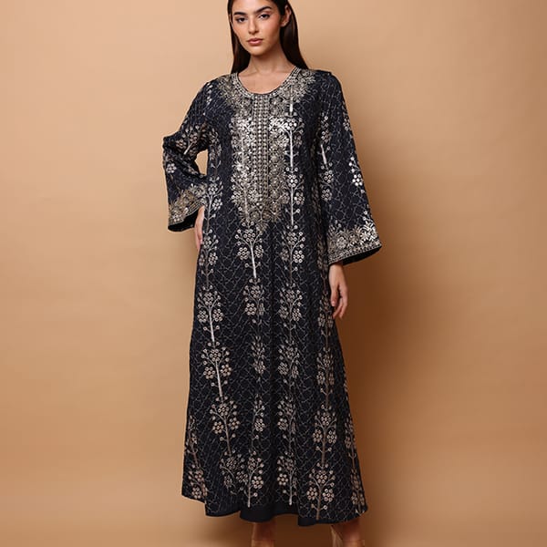 Ikkxa WIDAD Embroidered Crew Neck Jalabiya