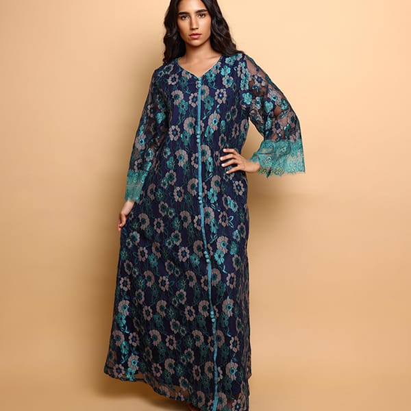 Ikkxa Eire Lace V-Neck Jalabiya