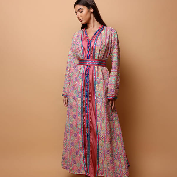 Ikkxa Sondos Embroidered Belted Jalabiya