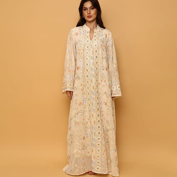 Ikkxa Qamar Embroidered Flared Sleeves Jalabiya