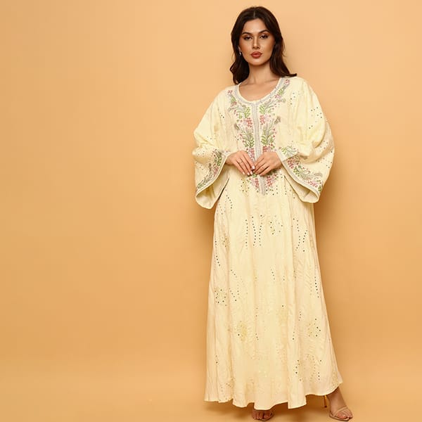 Ikkxa Turath Embroidered Flared Sleeves Jalabiya
