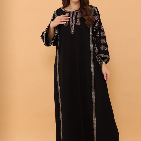 Ikkxa Dalia Embroidered Flared Sleeves Jalabiya