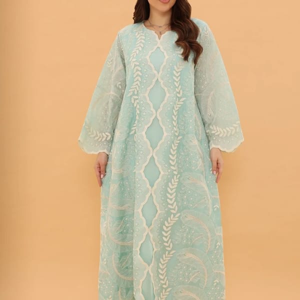 Ikkxa Zahra Embroidered Flared Sleeves Jalabiya