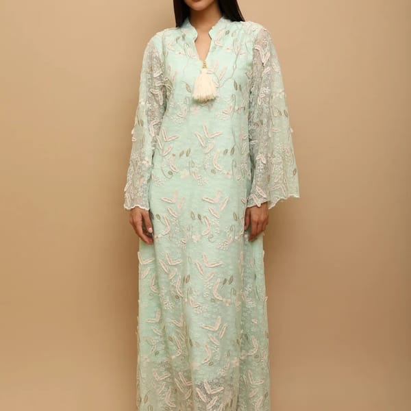 Ikkxa Dania Embroidered Flared Sleeves Jalabiya
