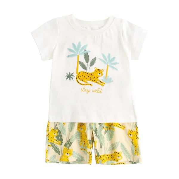 Animal Cotton Baby Boys Outfit Set with Shirt and Shorts