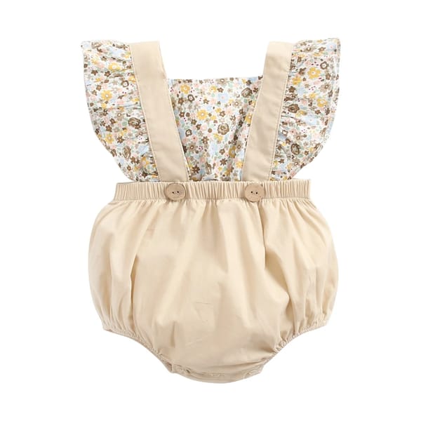 Floral Cotton Sleeveless Baby Girls Bodysuit for Summer Wear