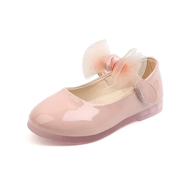Girls Princess Leather Shoes with Shining Shell and Bow