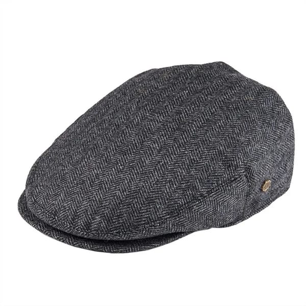 Men Wool Blend Flat Cap Herringbone Newsboy Cabbie Hat