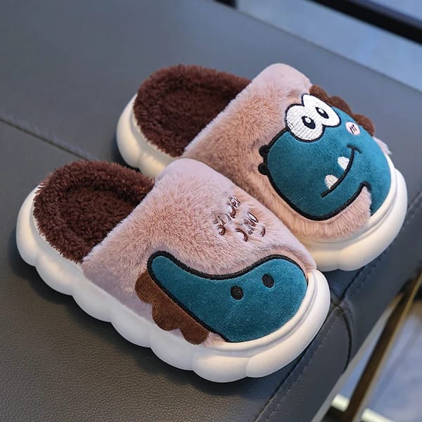 Warm Plush Winter Slippers for Boys with Non-Slip Sole