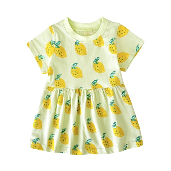 Cute Cartoon Cotton Summer Dress for Baby Girls Holiday Wear