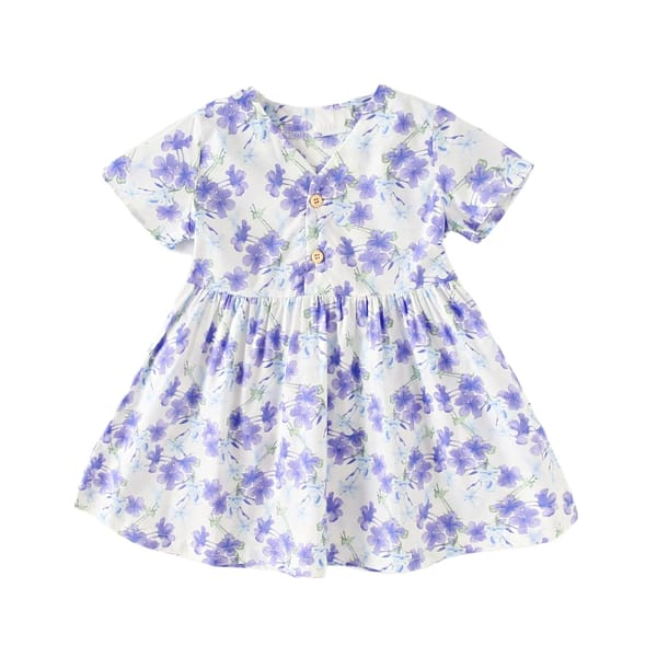 Floral Cotton Sleeveless Summer Dress for Little Girls Holiday Wear