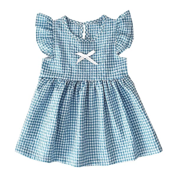 Plaid Cotton Princess Summer Dress for Baby and Little Girls