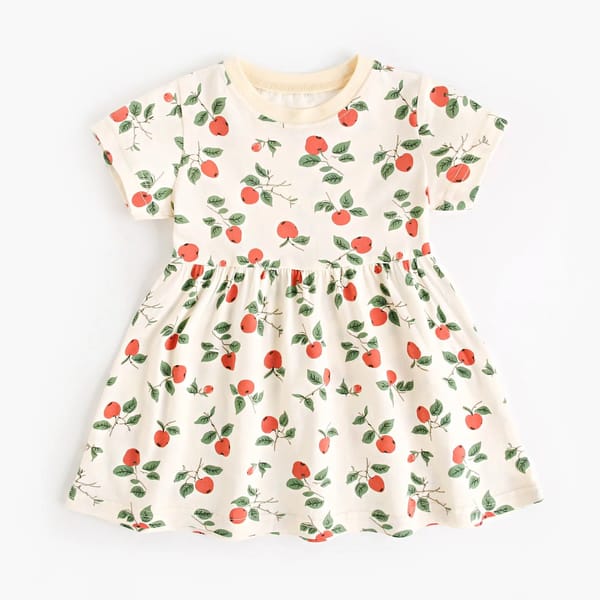 Fruit Print Cotton Summer Dress for Baby and Little Girls