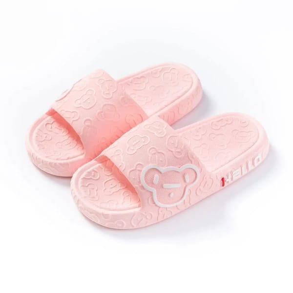 Cute Cartoon Bear Slippers for Kids Summer Indoor Outdoor Wear
