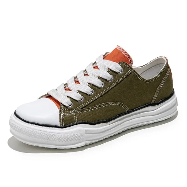 Men's Low Top Canvas Sneakers Soft Sole Lace Up Casual Shoes