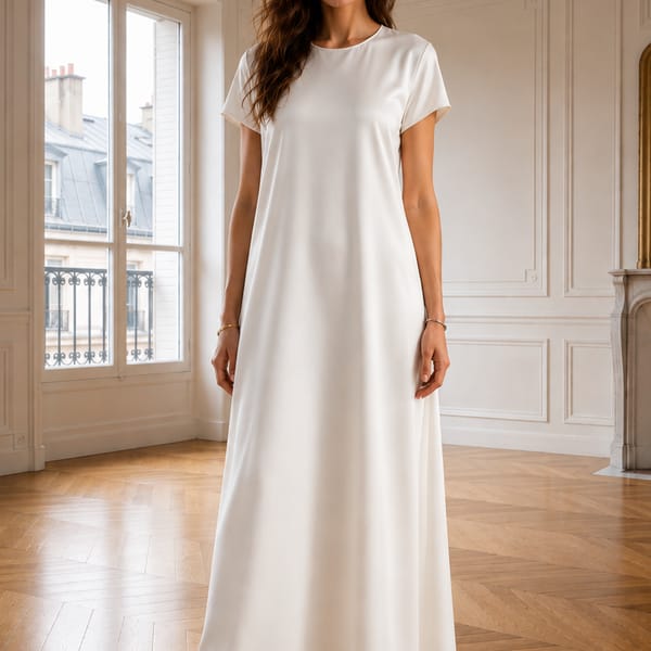 Msquare Fashion Satin Silk Under Abaya Dress White