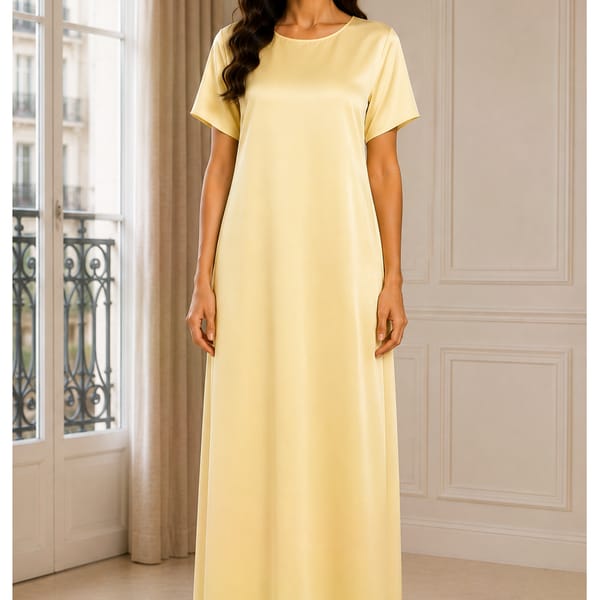 Msquare Fashion Butter Yellow Satin Silk Under Abaya