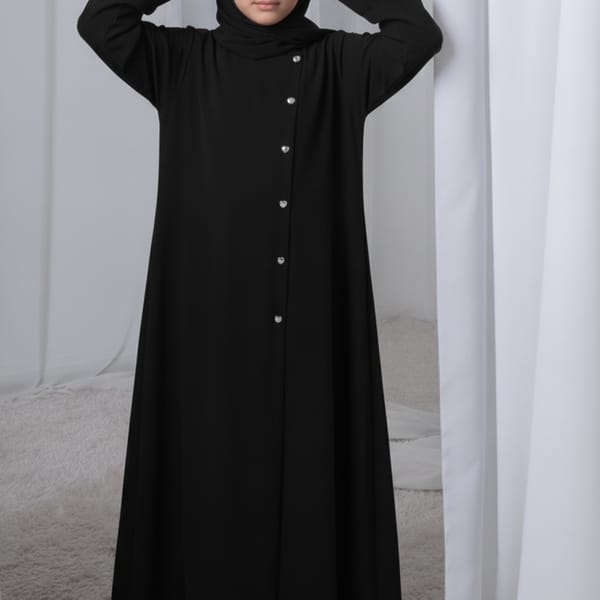 Msquare Fashion Black Kids Abaya with Matching Hijab for Girls